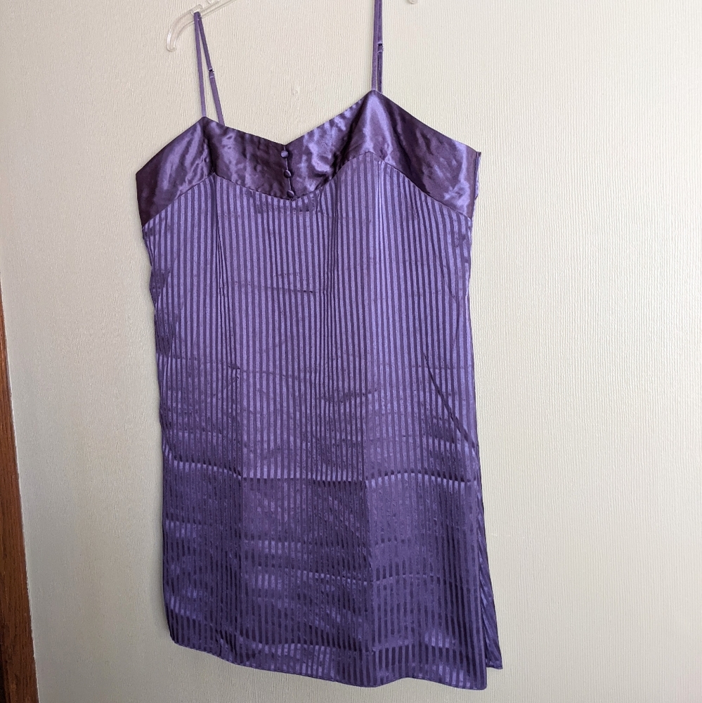 Vintage Amelia's Short Nightgown Slip Purple Satin Thin Straps Size XL - Picture 5 of 16
